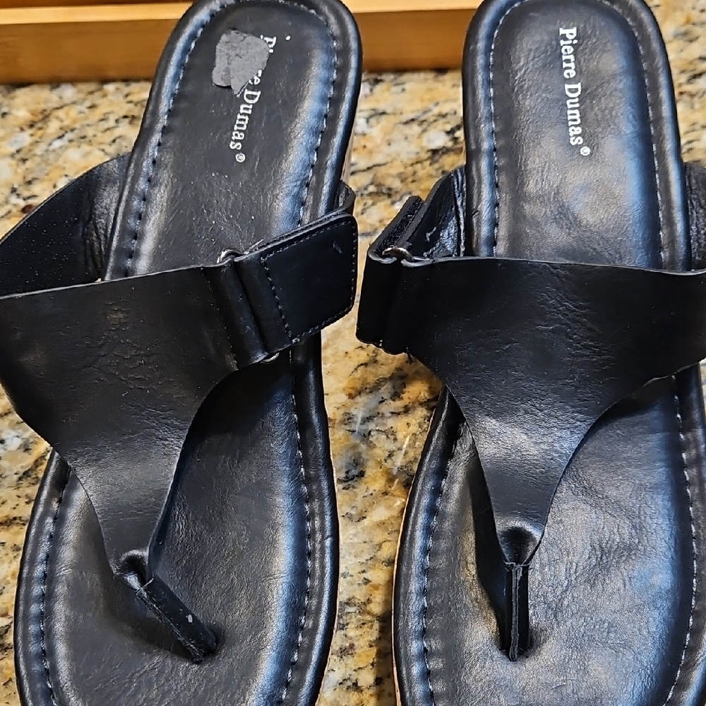 Pierre Dumas Black Leather Sandals